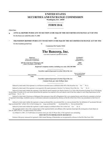 Thumbnail The Bancorp, Inc. 10-K Annual Report 