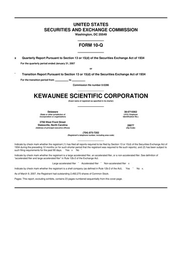 Thumbnail Kewaunee Scientific Corporation 10-Q Quarterly Report FY 