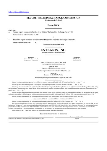 Thumbnail Entegris 10-K Annual Report 