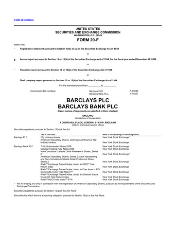 Vorschaubild Barclays 20-F Jahresbericht 