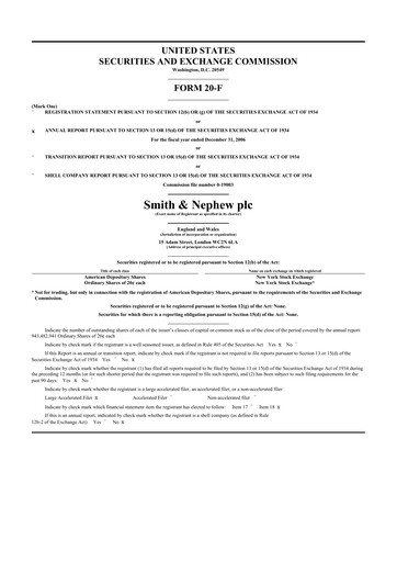 Thumbnail Smith & Nephew
 20-F Annual Report 