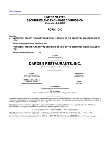 Vorschaubild Darden Restaurants
 10-Q Quartalsbericht  