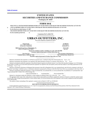 Thumbnail Urban Outfitters
 10-K Annual Report 