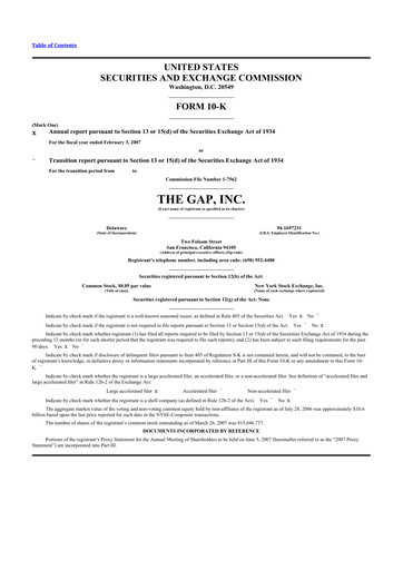 Thumbnail Gap Inc.
 10-K Annual Report 