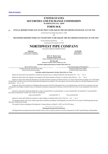 Thumbnail Northwest Pipe Company
 10-K Annual Report 