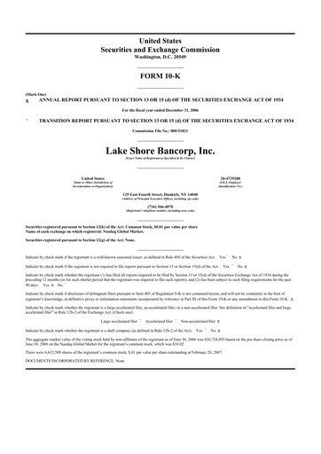 Thumbnail Lake Shore Bancorp 10-K Annual Report 