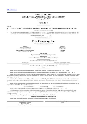 Thumbnail Trex 10-K Annual Report 