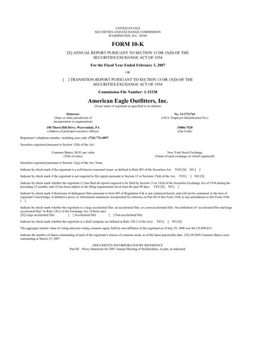 Thumbnail American Eagle Outfitters
 10-K Annual Report 