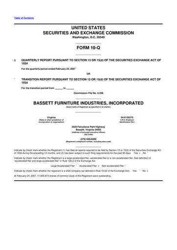 Thumbnail Bassett Furniture 10-Q Quarterly Report FY 
