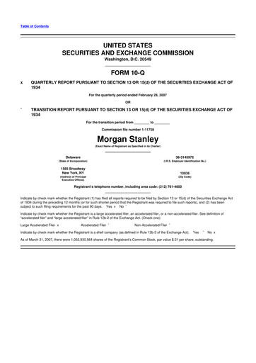 Thumbnail Morgan Stanley 10-Q Quarterly Report FY 
