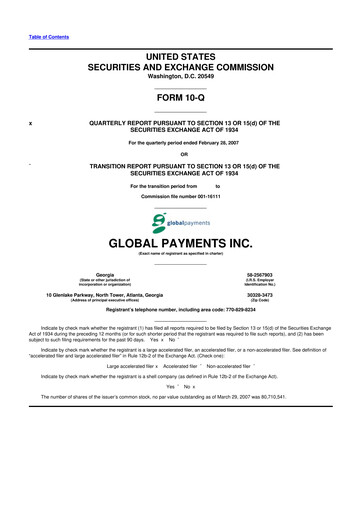 Thumbnail Global Payments 10-Q Quarterly Report FY 