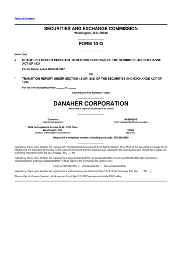 Thumbnail Danaher 10-Q Quarterly Report FY 