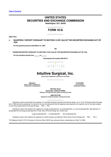 Thumbnail Intuitive Surgical 10-Q Quarterly Report FY 