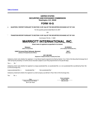 Thumbnail Marriott International 10-Q Quarterly Report FY 