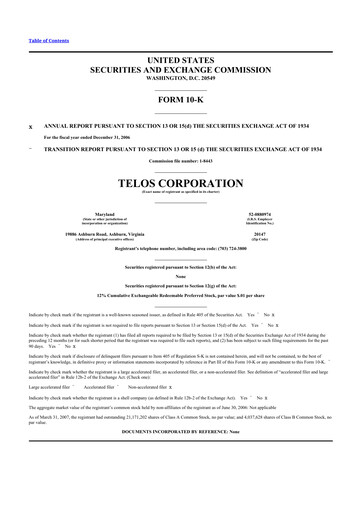 Thumbnail Telos 10-K Annual Report 