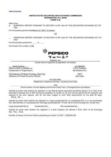 Thumbnail Pepsico 10-Q Quarterly Report FY 