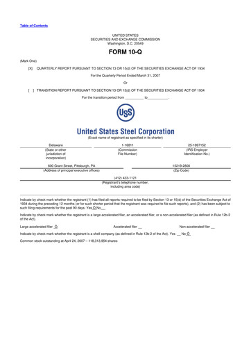 Thumbnail U.S. Steel
 10-Q Quarterly Report FY 