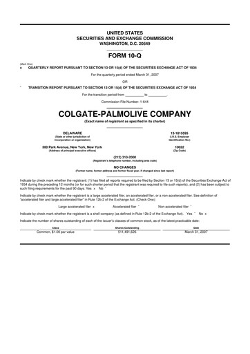 Thumbnail Colgate-Palmolive 10-Q Quarterly Report FY 