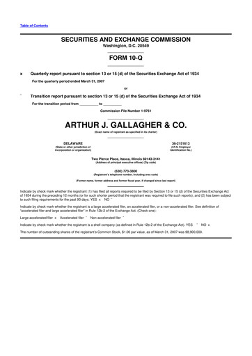 Vorschaubild Arthur J. Gallagher & Co.
 10-Q Quartalsbericht  