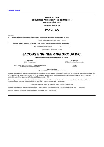 Thumbnail Jacobs Engineering 10-Q Quarterly Report FY 