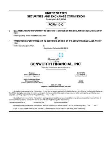 Thumbnail Genworth Financial
 10-Q Quarterly Report FY 