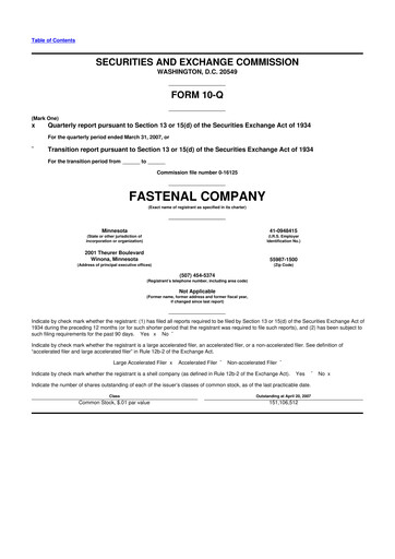 Thumbnail Fastenal 10-Q Quarterly Report FY 