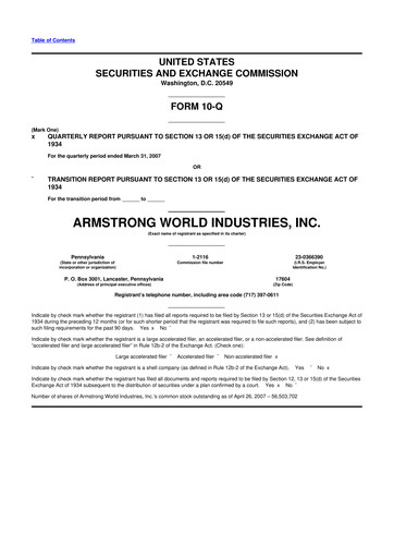 Thumbnail Armstrong World Industries
 10-Q Quarterly Report FY 