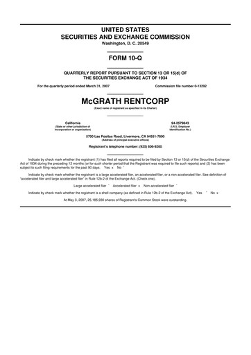 Miniature McGrath RentCorp
 10-Q Rapport trimestriel  