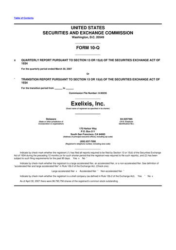 Thumbnail Exelixis 10-Q Quarterly Report FY 