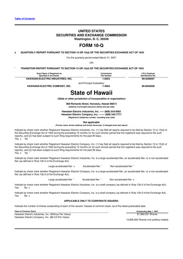 Thumbnail Hawaiian Electric Industries 10-Q Quarterly Report FY 