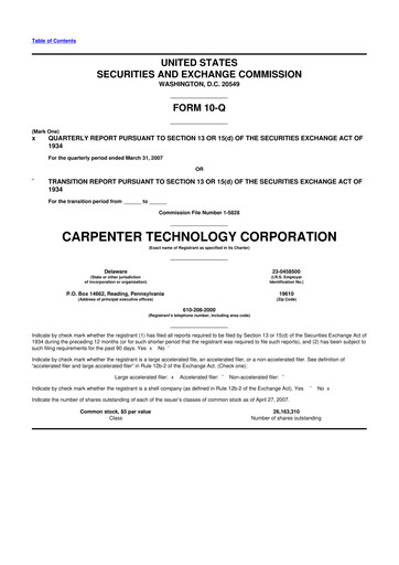Thumbnail Carpenter Technology 10-Q Quarterly Report FY 