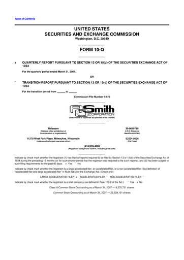 Thumbnail A. O. Smith 10-Q Quarterly Report FY 