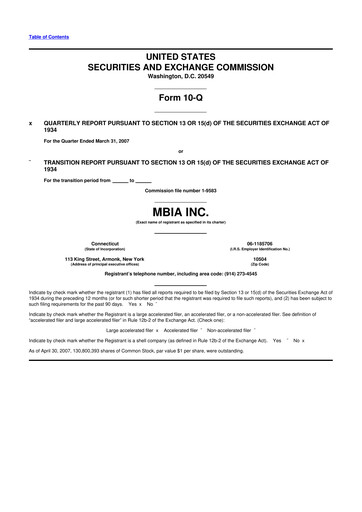 Thumbnail MBIA 10-Q Quarterly Report FY 