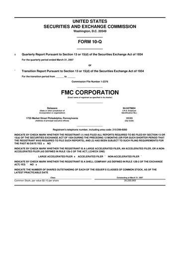 Thumbnail FMC Corporation 10-Q Quarterly Report FY 