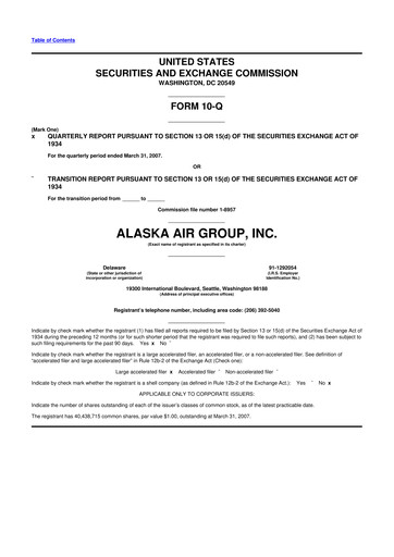 Thumbnail Alaska Airlines
 10-Q Quarterly Report FY 
