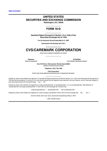 Thumbnail CVS Health 10-Q Quarterly Report FY 