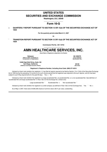 Thumbnail AMN Healthcare Services 10-Q Quarterly Report FY 