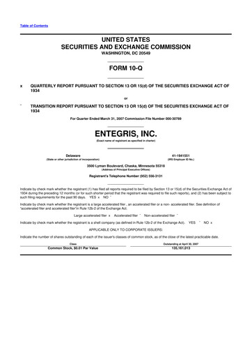 Vorschaubild Entegris 10-Q Quartalsbericht  