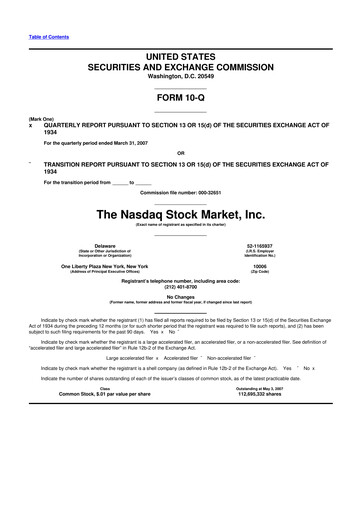 Thumbnail Nasdaq 10-Q Quarterly Report FY 