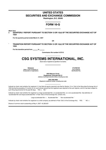 Thumbnail CSG International
 10-Q Quarterly Report FY 