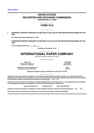 Thumbnail International Paper
 10-Q Quarterly Report FY 