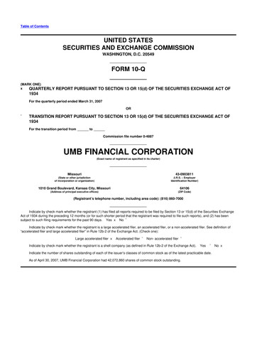 Thumbnail UMB Financial 10-Q Quarterly Report FY 