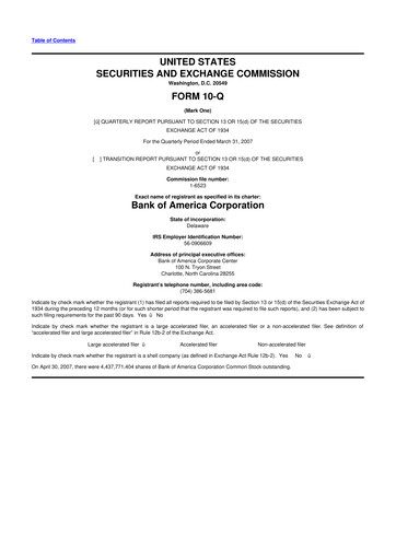 Thumbnail Bank of America  10-Q Quarterly Report FY 