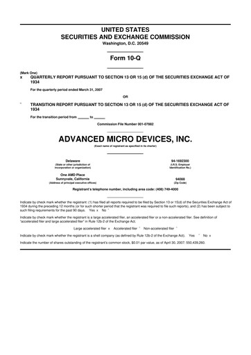 Thumbnail AMD 10-Q Quarterly Report FY 