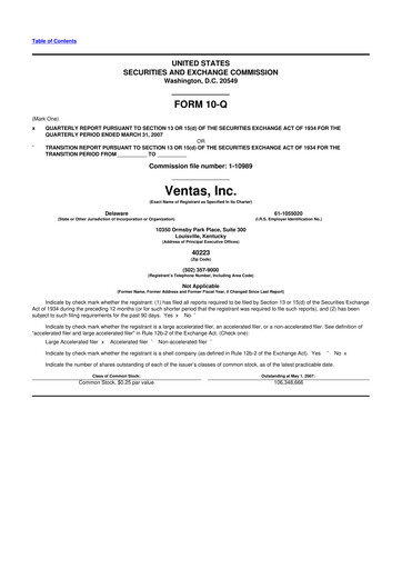 Thumbnail Ventas 10-Q Quarterly Report FY 