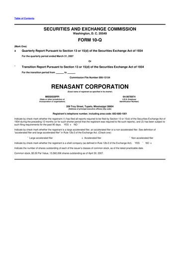 Thumbnail Renasant Corp 10-Q Quarterly Report FY 