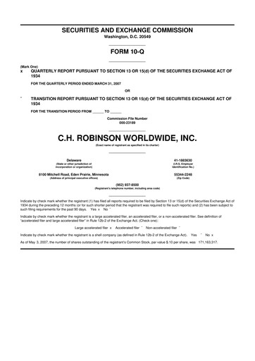 Thumbnail C. H. Robinson 10-Q Quarterly Report FY 