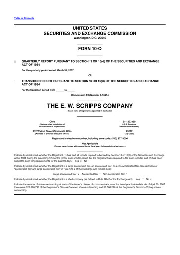 Thumbnail E. W. Scripps Company
 10-Q Quarterly Report FY 