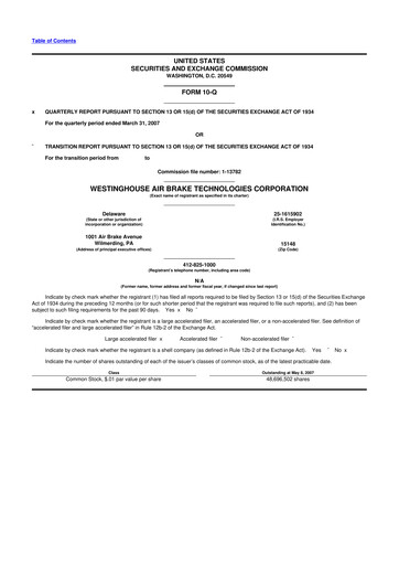 Thumbnail Wabtec 10-Q Quarterly Report FY 