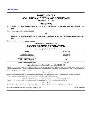 Thumbnail Zions Bancorporation
 10-Q Quarterly Report FY 